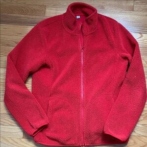 Uniqlo women Red Fleece Zip-Up Jacket